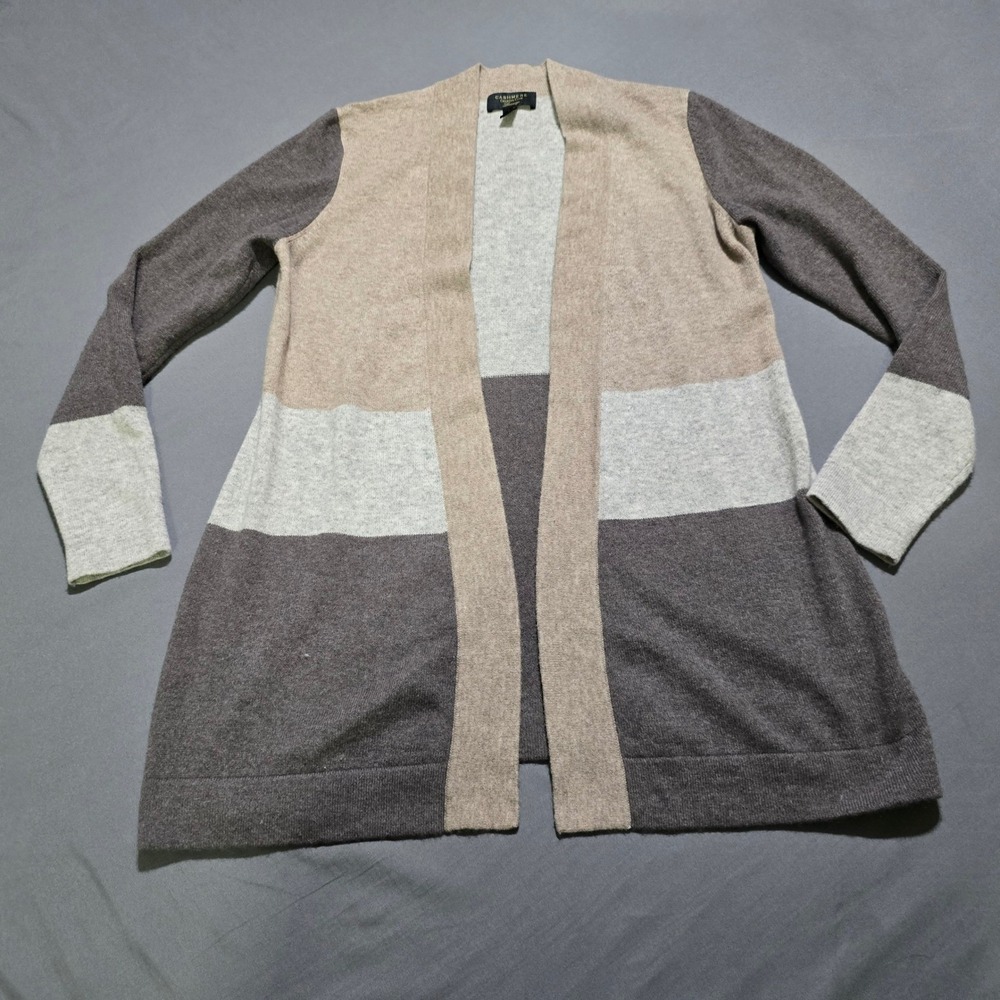 Charter Club Cardigan Women S Multi Colorblock 100% Cashmere Open Front Luxury